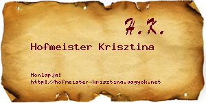 Hofmeister Krisztina névjegykártya